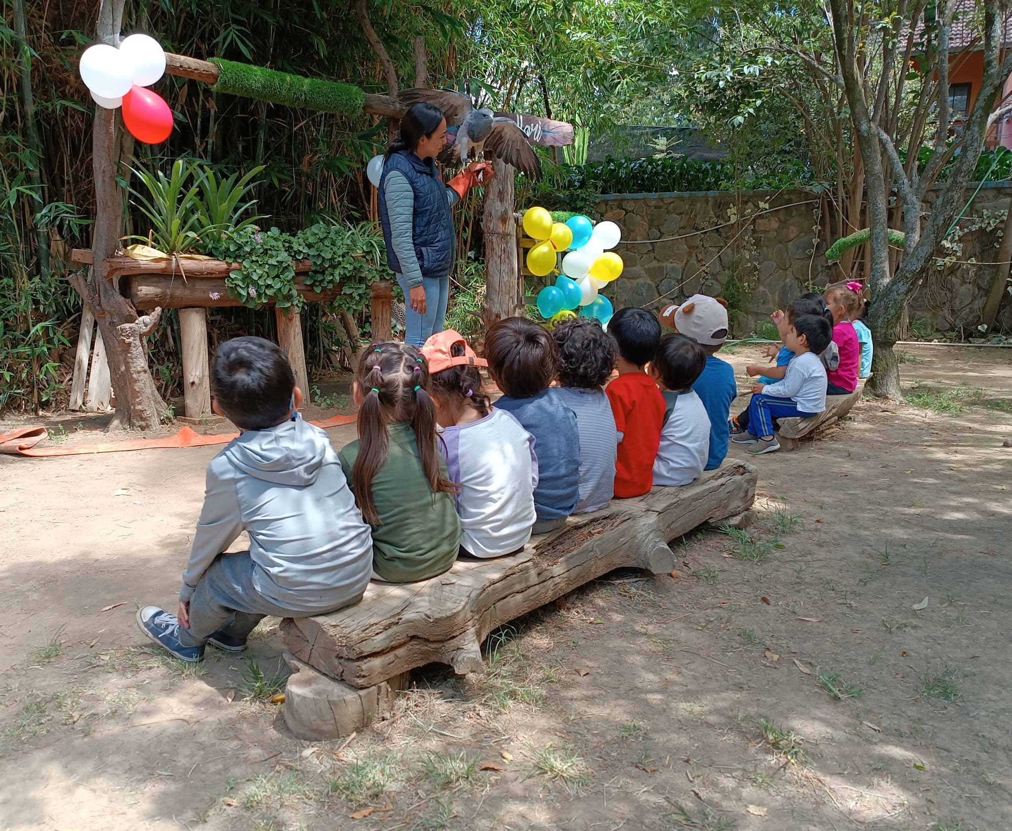 Children learning about biodiversity at Agroflori